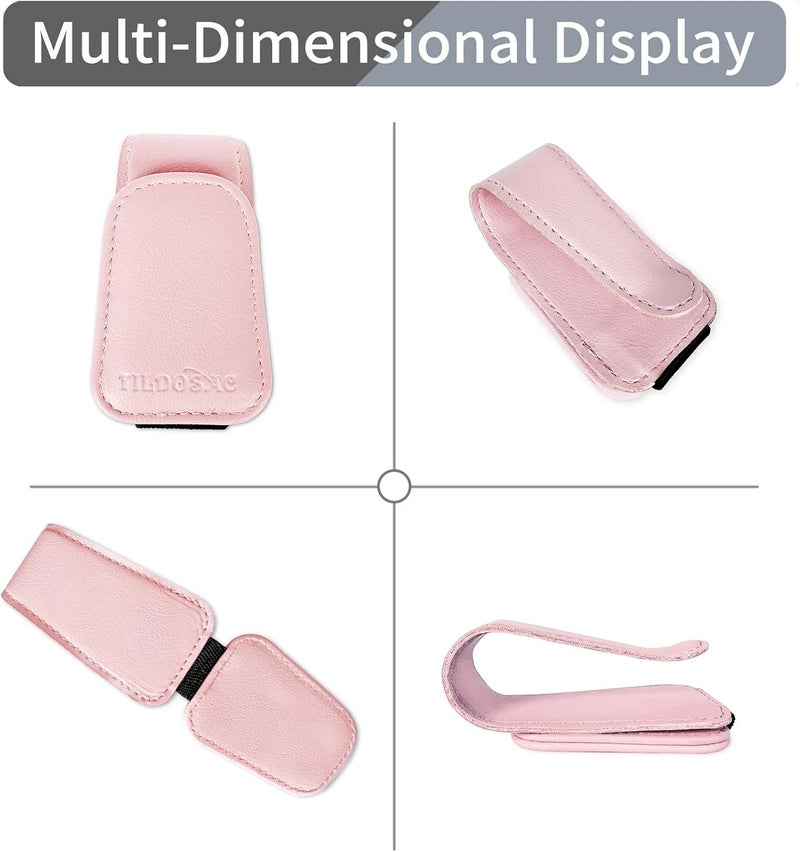 TILDOSAC 2 Pack Sunglass Holder Organizer Clip for Car Visor (Black Pink) - Image 4